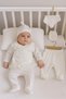 Scalloped Natural Lux 100% Cotton Newborn Baby Girl 5 Piece Hospital Discharge Bodysuit Set