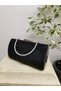 Women's Stoned Black Evening Dress Clutch Chain Strap Hand Wedding Engagement Night Shoulder Bag - 6