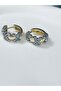 Gold Zircon Stone X Detailed Heart Sparkling Special Design Earrings