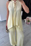 Yellow Viscose Blouse Wide Leg Trousers Set - 51182 - 2