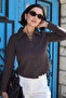 Shirt Collar Buttoned Brown Cardigan - 5
