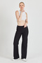 Women's Black High Waist Wide Leg Camisole Ribbed Pocket Pants Sweatpants