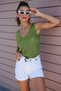 Women's Front Back V Neck Sleeveless Strap Glitter Detailed 2 Pack Blouse Mink-Mint - 7