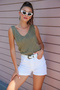 Women's Front Back V Neck Sleeveless Strap Glitter Detailed 2 Pack Blouse Mink-Khaki - 6