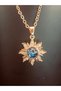 Gold Color Zircon Stone Blue Sun Necklace