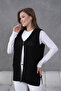 Women's Seasonal Knitted Model Three Buttons on the Front Double Pockets Mercerized Woven Classic Mother Vest - 3