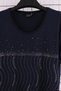 Women's Plus Size Lycra Crew Neck Stone Print Short Sleeve Mom T-Shirt Blouse - Navy Blue - 6