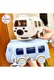 Teddy Bear Water Bottle, Bus Water Bottle, Teddy Bear Print Themed Water Bottle, Teddy Bear Car Water Bottle with Straw, 500ml - 5