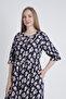 Women's Patterned Stylish Dress with Cotton Modal Fabric and Button Detail 7909 - 6
