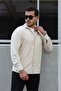 Corduroy Men's Velvet Shirt - Ecru - 2