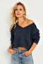 Women's Indigo Casual Short Knitwear Blouse Yv281 - 3