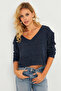 Women's Indigo Casual Short Knitwear Blouse Yv281 - 7