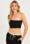 Women's Black-White One Shoulder Double Crop Blouse CG347 - 4