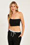 Women's Black-White One Shoulder Double Crop Blouse CG347 - 5