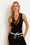 Women's Black Lace Detailed Blouse Ey2842 - 4
