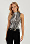 Women's Stone-Black Snake Pattern Sleeveless Blouse LPP1259 - 4