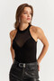 Women's Black Top Tulle Halter Neck Blouse Ey2922 - 3