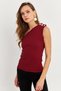 Women's Burgundy Button Detailed Camisole Blouse Ey2711 - 3