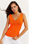 Women's Black-Orange Double Ladder Collar Knitwear Blouse YV123 - 4