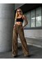 Leopard Gabardine High Waist Palazzo Trousers - 7099 - 6