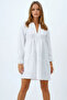 Women's White V-Neck Lined Layered Flounce Dress Prmx12363 - 4