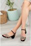 Women's Black 3-Stripe Heeled Shoes - 3