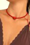 Heart Glass Beaded Adjustable Red Necklace