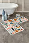 Beige Floor with Colorful Abstract Figures Set of 2 Non-Slip Base Washable Bathroom Mat - 2