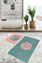 Colorful Floor Flower Motif 2-Piece Bathroom Mat Set & Kitchen Mat Set - 3