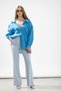 Women's Pants Wide Leg Pants Stretch Fabric Palazzo Stylish Flared Woven Trousers Light Blue Fabric - 4