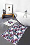 Lilac Watercolor Rose Motif 2-Piece Bath Mat & Toilet Mat Set