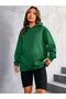 Women's Green Kiss Me Oversize Hooded Sweatshirt - 2