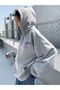 Back Sweatshirt - Gray Printed Oversize Hoodie