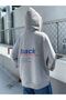 Back Sweatshirt - Gray Printed Oversize Hoodie - 2