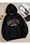 Brooklyn New York Sweatshirt - Black Printed Oversize Hoodie