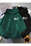 2-Piece Still Freedom Thick Winter Sweatshirt - Black Nefti Green Printed Oversize Hood