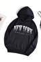 New York Sleepless Sweatshirt - Black Printed Oversize Hoodie