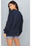 Santa Monica Los Angeles Sweatshirt - Navy Blue Printed Oversize Crew Neck - 2