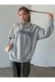 Sunshine Sweatshirt - Gray Oversize Raised Cotton Thick Hoodie - 3