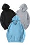 3-Piece Plain Basic Thick Winter Sweatshirt - Black Gray Baby Blue Oversize Hooded