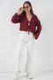 Linen Kimono with Tie Front 960 - Claret Red - 2