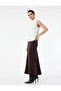 Normal Waist Midi Flared Satin Skirt - 2