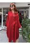 Italian Bat Sleeve Long Dress Burgundy - 2