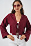 Linen Kimono with Tie Front 960 - Claret Red