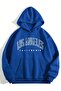 Los Angeles California Sweatshirt - Sax Blue Printed Oversize Hoodie