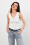 Women's White Ladder Collar Knitwear Blouse YV83 - 6