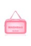 Transparent Travel Makeup Bag - Cosmetic Makeup Beach Sea Pool Bag Large Size Washbag Pink - 5