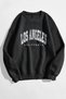 Los Angeles California Sweatshirt - Black Printed Oversize Winter Thick Cycling Yala