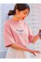 Thousand Single Jersey T-Shirt - Pink Printed Oversize Crew Neck Short Sleeve T-Shirt - 4