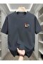Rooster Printed Smoked Cotton T-Shirt - Oversize Crew Neck Short Sleeve T-Shirt